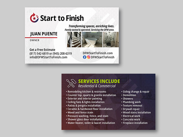 Start to Finish Business Cards